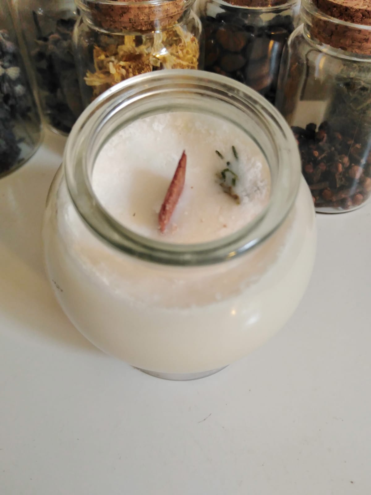 Vela de Soja /envase vidrio globo/aroma romero