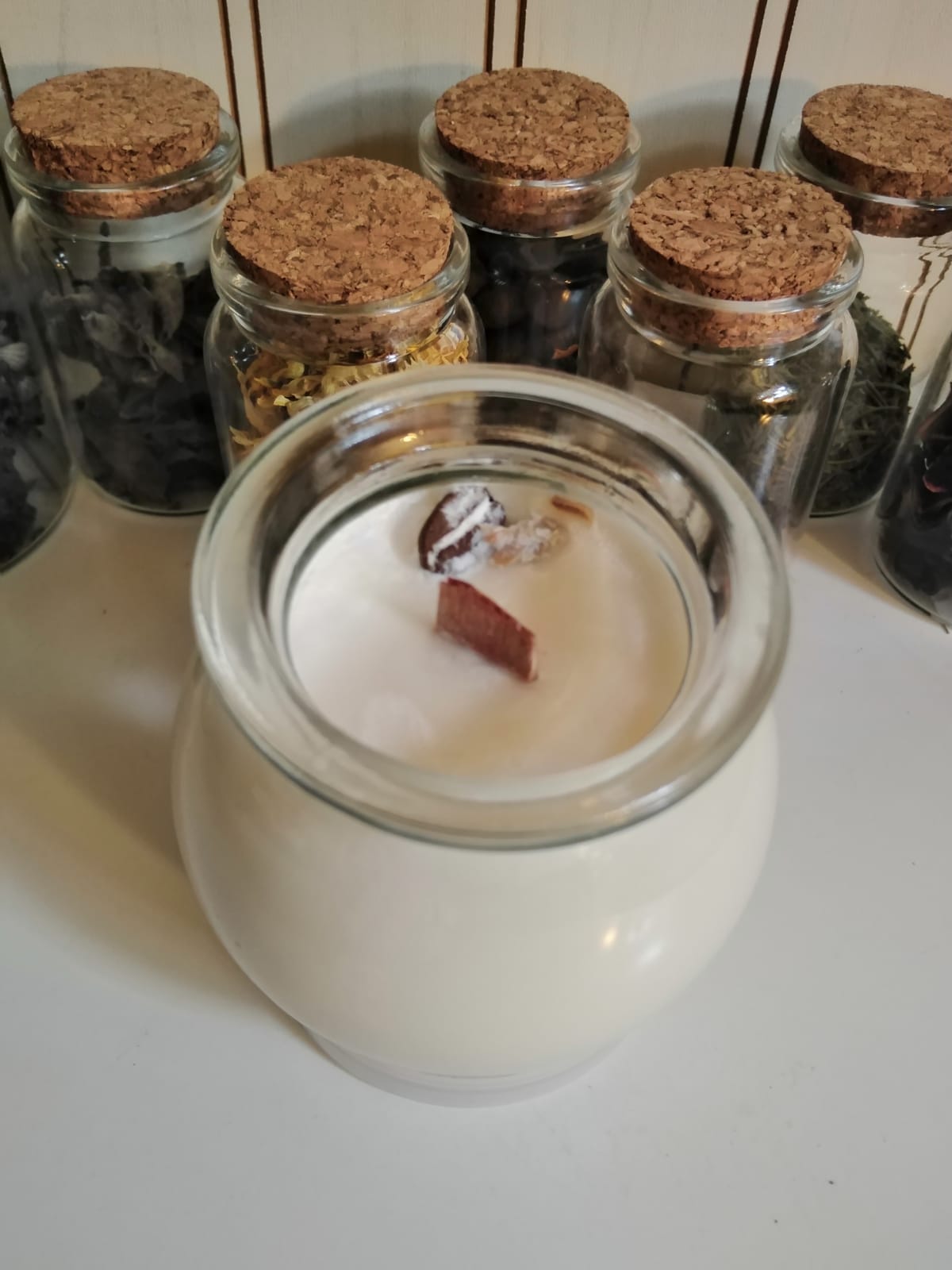Vela de Soja /envase vidrio globo/aroma café vainilla
